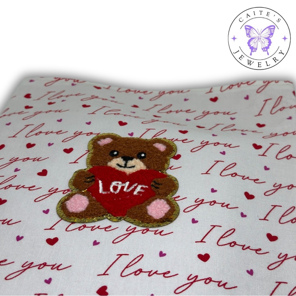 Handmade Book/Kindle Sleeve with an “I Love You” Fabric